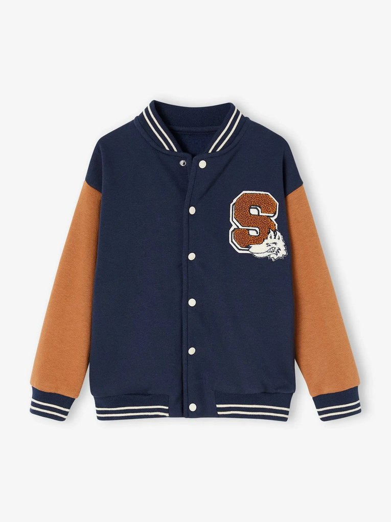 Blusão estilo teddy com motivo atrás, para menino marinho