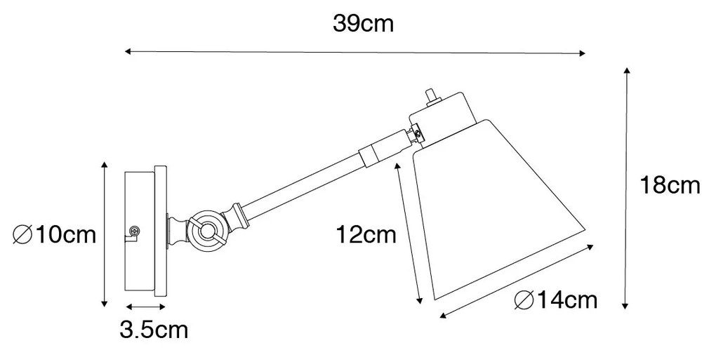 Aplique Art Déco bronze com mármore e vidro âmbar - Nina