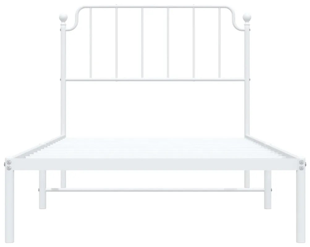 Estrutura de cama com cabeceira 100x190 cm metal branco