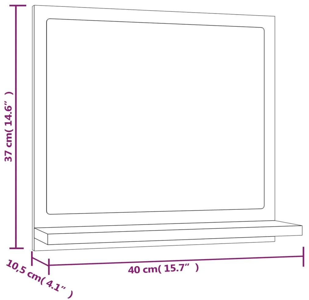 Espelho WC 40x10,5x37 cm derivados de madeira carvalho castanho