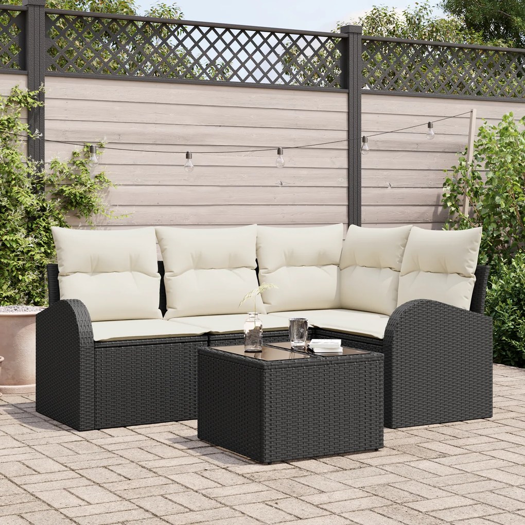 Conjunto de Sofás de Jardim vidaXL de 4 Peças com Almofadas Rattan de Poliéster Marrom