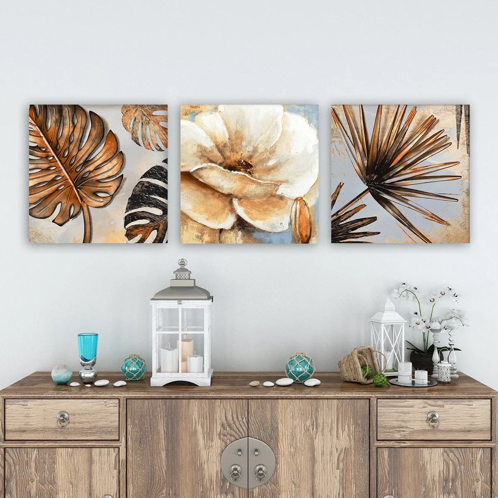 Pintura Decorativa em Tela P6619748771 – Multicolor – 30 x 90 cm (3 Pe
