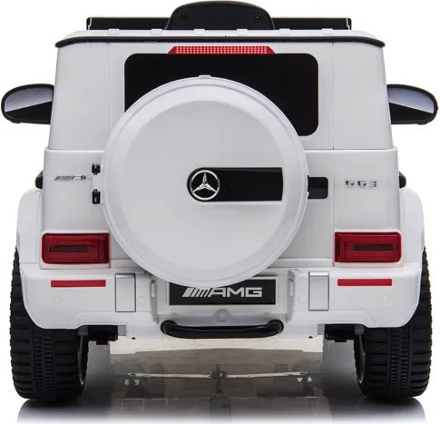 Carro elétrico para crianças até aos 5 anos Mercedes G63 AMG, 12V, bateria lítio, pneus de borracha, Controle remoto Branco
