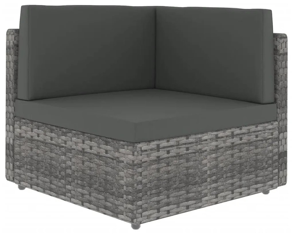 7 pcs conjunto lounge de jardim c/ almofadões vime PE cinzento