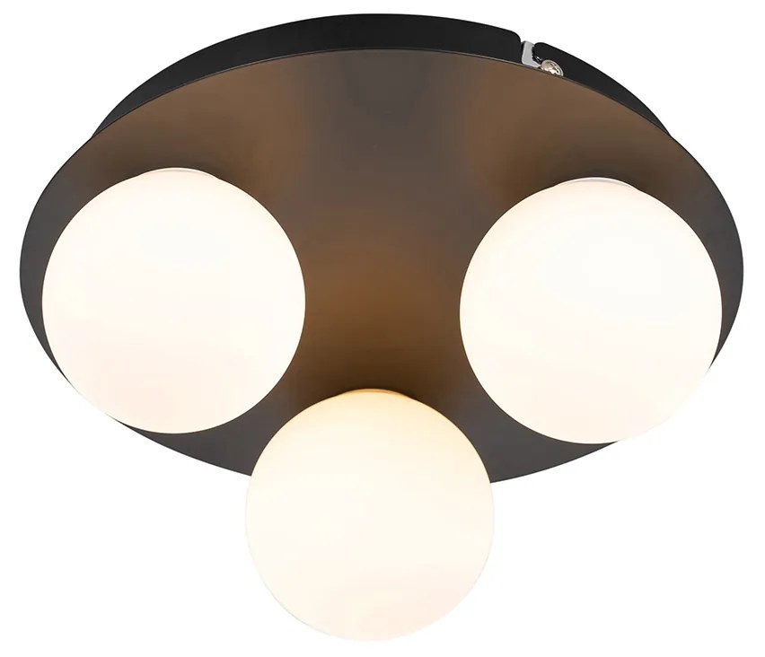 Candeeiro de teto moderno para casa de banho preto 3 luzes - Cederic Moderno