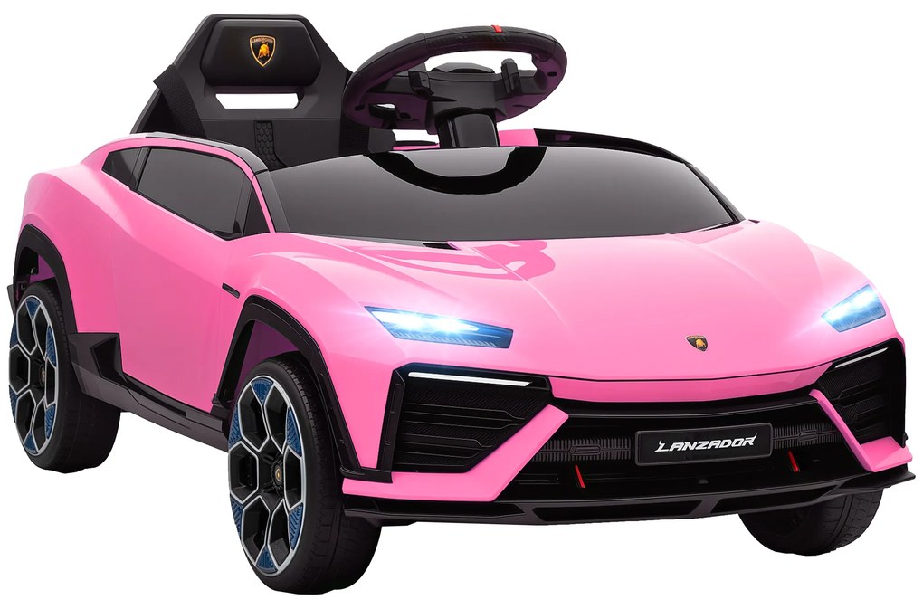 Carro Elétrico para Crianças 12V com Motor Duplo Rodas com Suspensão Faróis Música USB 101,5x49x43 cm Rosa