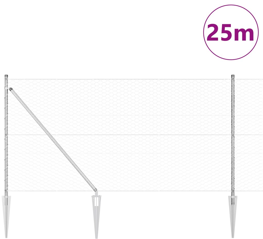 Cerca Hexagonal vidaXL 1,4x25 m Aço Galvanizado