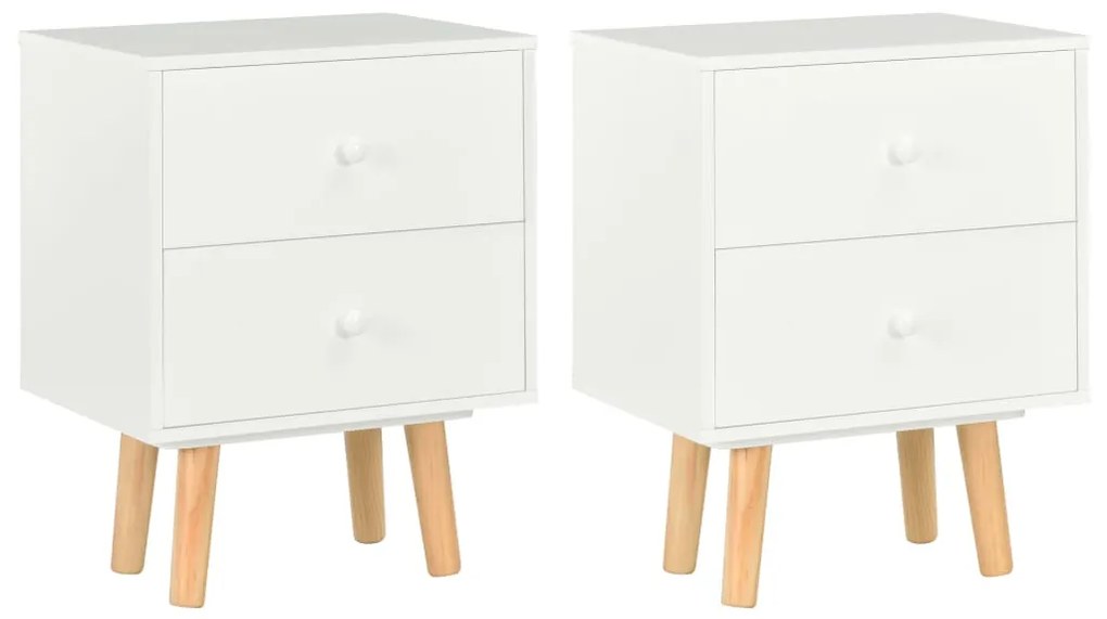 vidaXL Mesas cabeceira 2 pcs 40x30x50cm madeira de pinho maciça branco