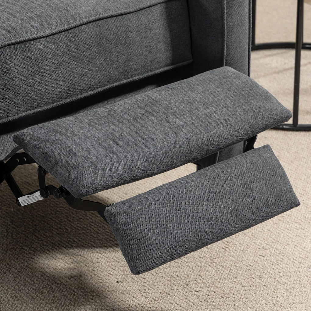 HOMCOM Poltrona Relax Reclinável Manual até 145° Estofada em Poliéster com Apoio para os Pés Retrátil Carga Máxima 150kg para Sala de Estar Dormitório Escritório 68x87x100cm Cinza