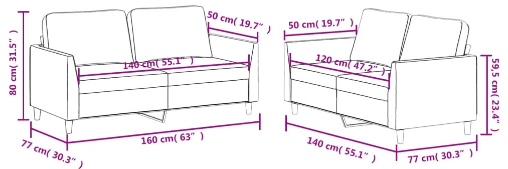 2 pcs conjunto de sofás c/ almofadões couro artificial cinzento