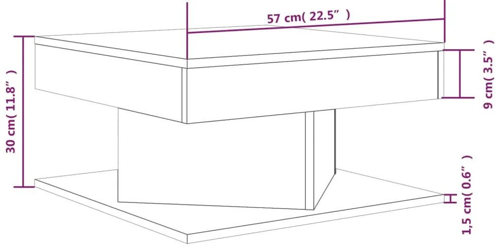 Mesa de centro 57x57x30 cm derivados de madeira cinzento sonoma