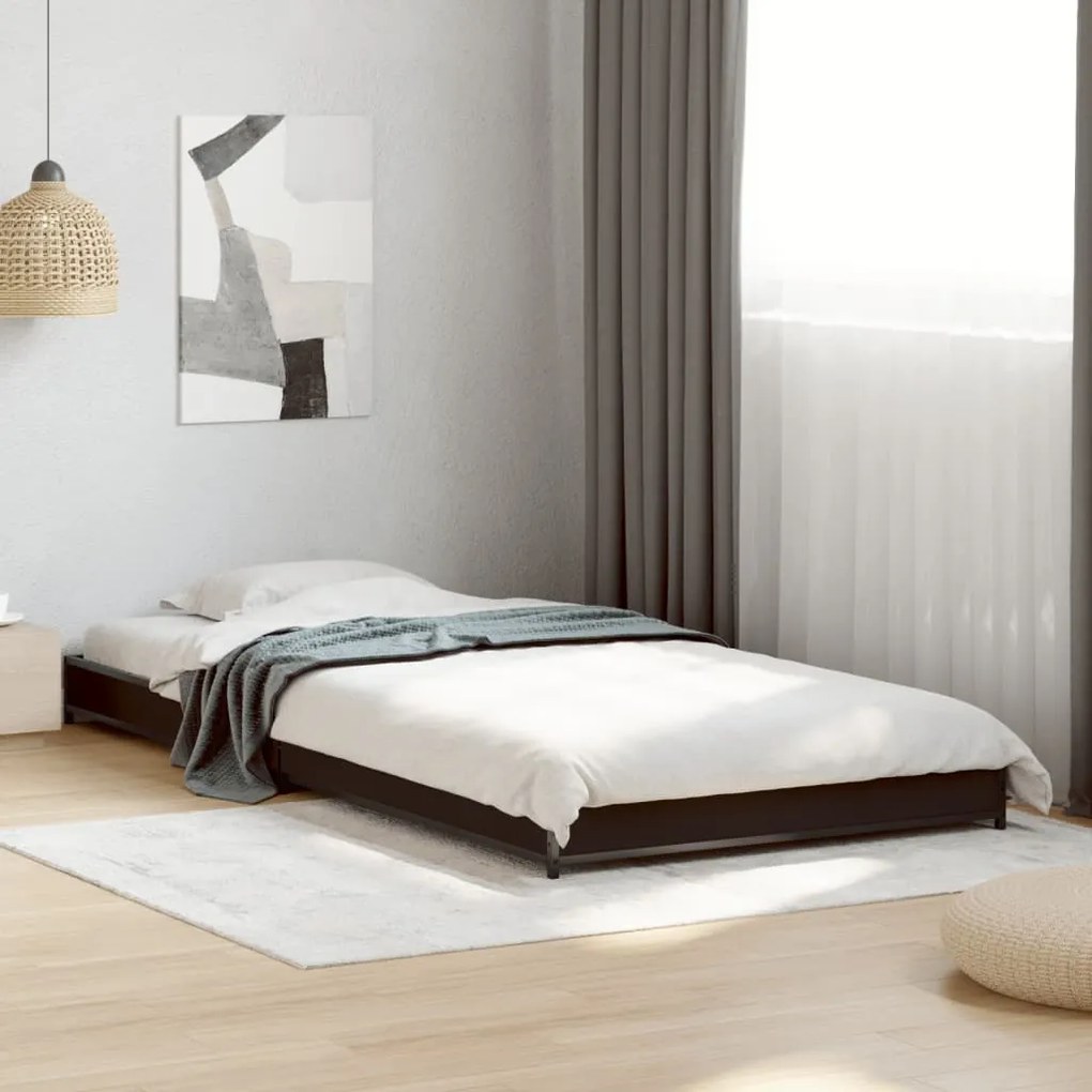 vidaXL Estrutura de cama 90x200 cm derivados de madeira/metal preto