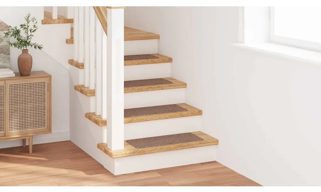 Tapetes de Escada vidaXL com Fundo de Látex Marrom 25x60 cm