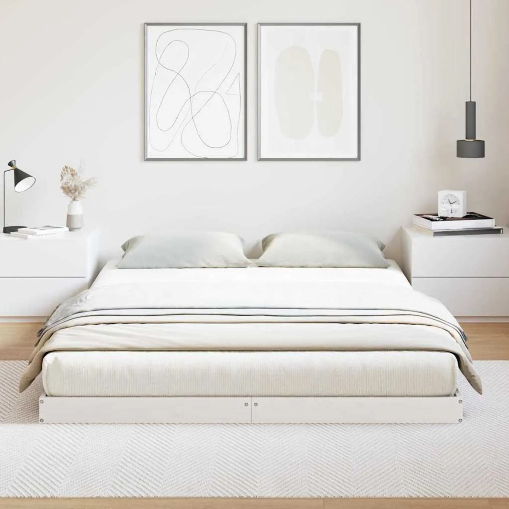 Cama de chão vidaXL 160x220 cm Madeira de pinho