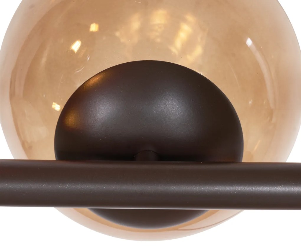Candeeiro suspenso Hotel Chic bronze escuro com vidro bronze 6-luzes - Monaco