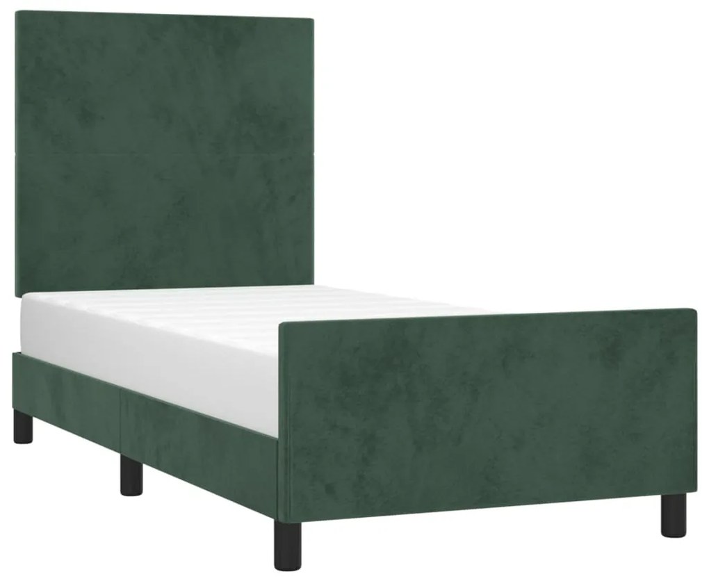 Estrutura de cama c/ cabeceira 80x200 cm veludo verde-escuro