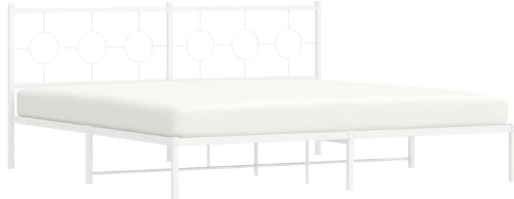 Estrutura de cama com cabeceira 200x200 cm metal branco