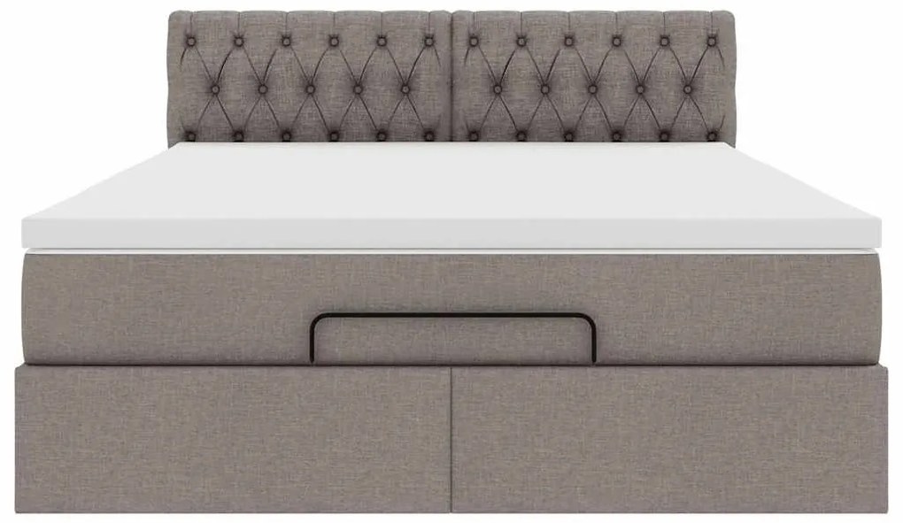 Cama otomana com colchão 140x200 cm tecido cinza