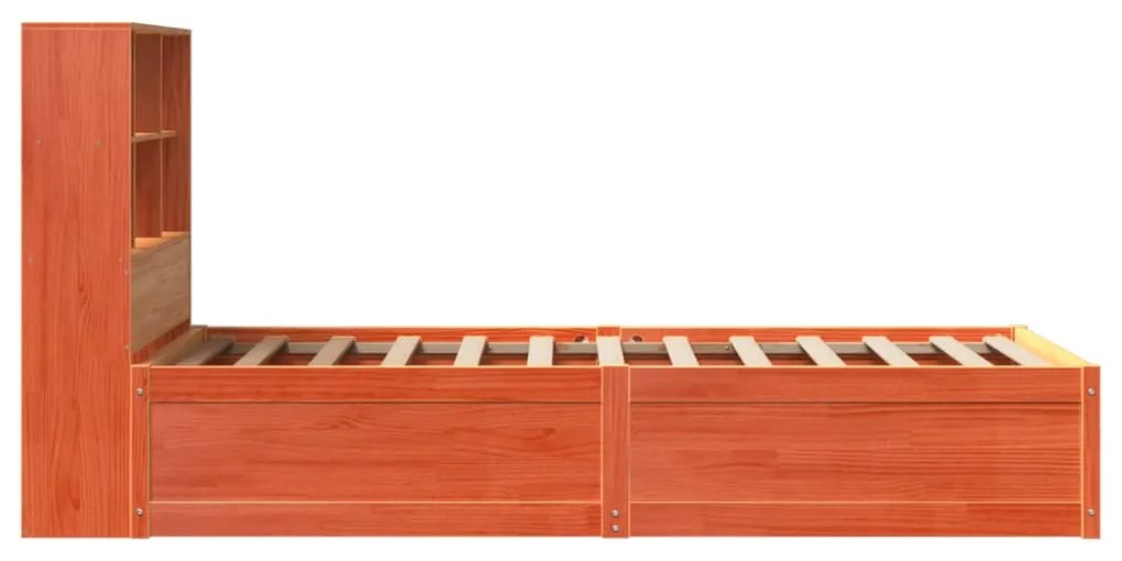 Cama sem colchão 100x200 cm pinho maciço castanho-mel