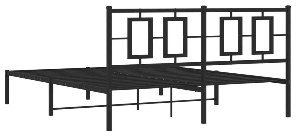 Estrutura de cama em metal com cabeceira 150x200 cm preto