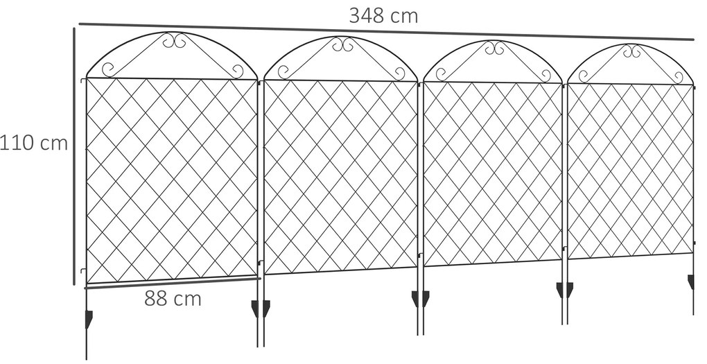 Cercas de Jardim de 4 Painéis 88x110 cm Cercas de Jardim Metálicas Cer