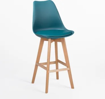 Banco Alto Nórdico Com Almofada De Couro Sintético Azul Turquesado Intenso & ↑75 Cm - Sklum