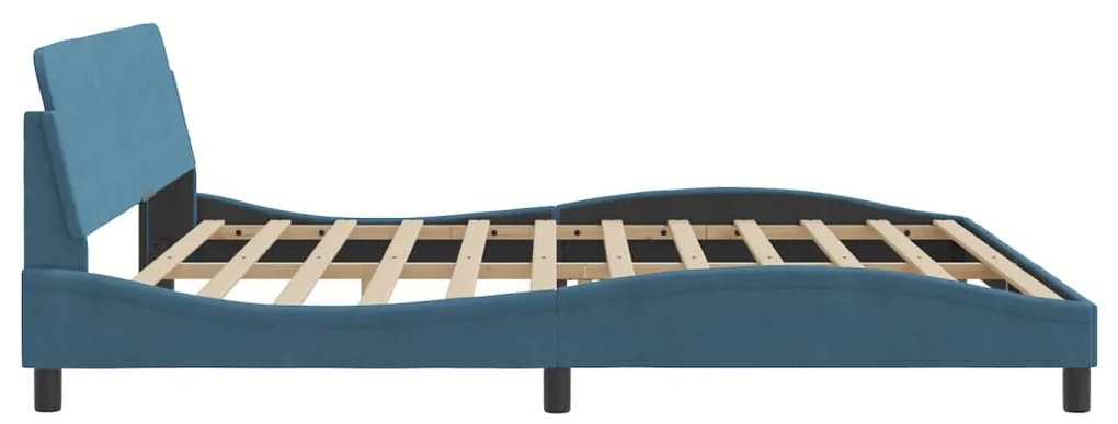 Estrutura de cama c/ cabeceira 200x200 cm veludo azul