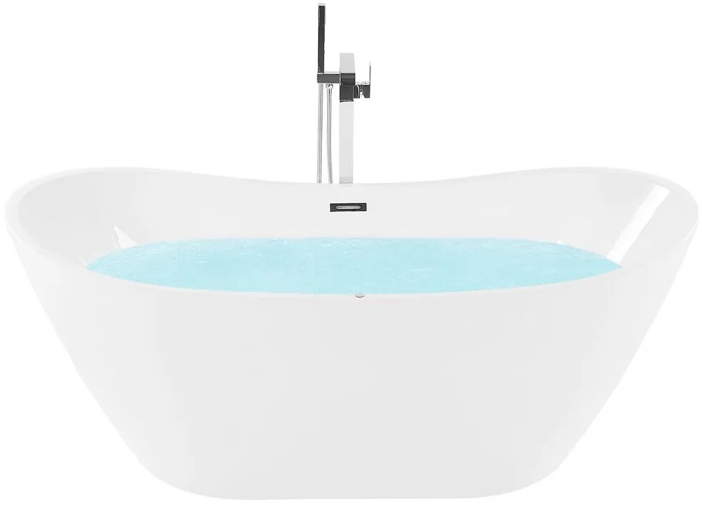 Banheira autónoma de hidromassagem em acrílico branco com LED 180 x 85 cm ANTIGUA Beliani