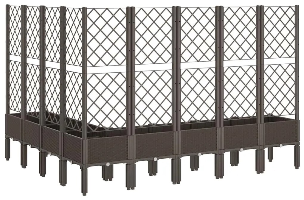Vaso/floreira de jardim c/ treliça 200x160x142 cm PP castanho