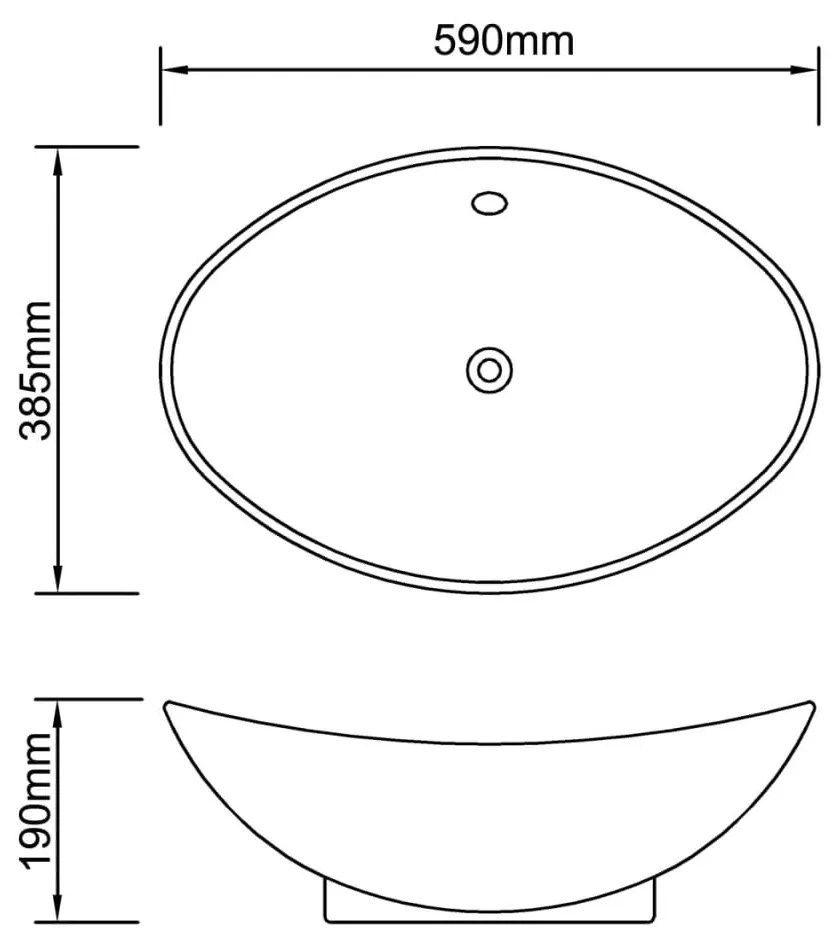 Lavatório cerâmico oval preto 59 x 38,5 cm