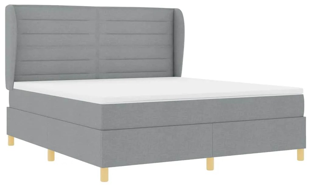 Cama Box Spring vidaXL com Colchão Cinza Claro 180x200 cm Tecido