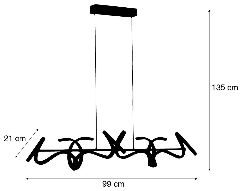 Candeeiro suspenso de design em latão incl. LED e dimmer - Krisscross Design