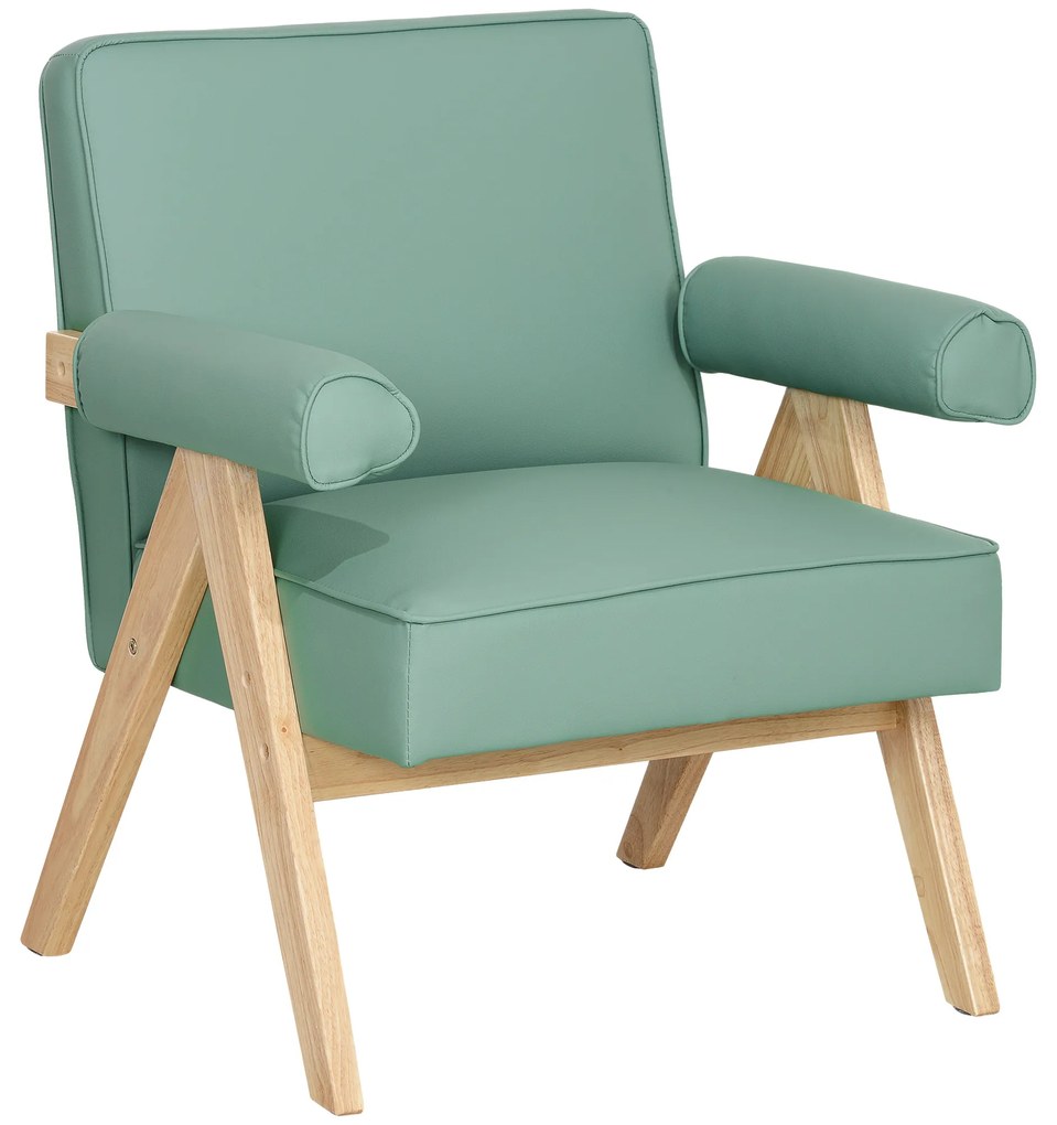 Poltrona Sala de Estar Poltrona Nórdica Poltrona Estofada em PU com Apoio para os Braços 73x70x80 cm Verde