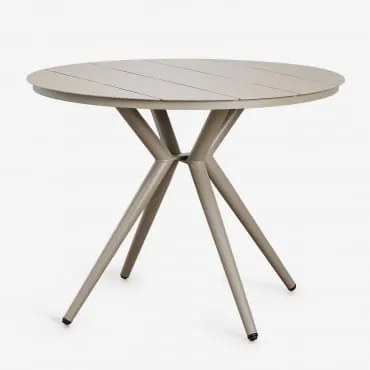 Round Garden Table In Aluminum Valerie Moka Brown & Ø100 Cm - Sklum