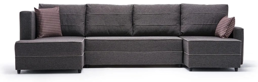 Sofá-cama de canto Ece – Castanho – 315x88x160 cm