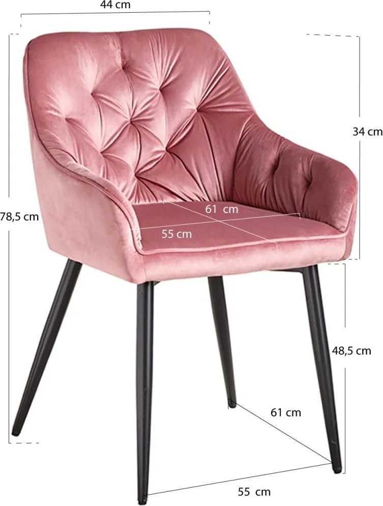 Cadeira Salle Veludo - Rosa