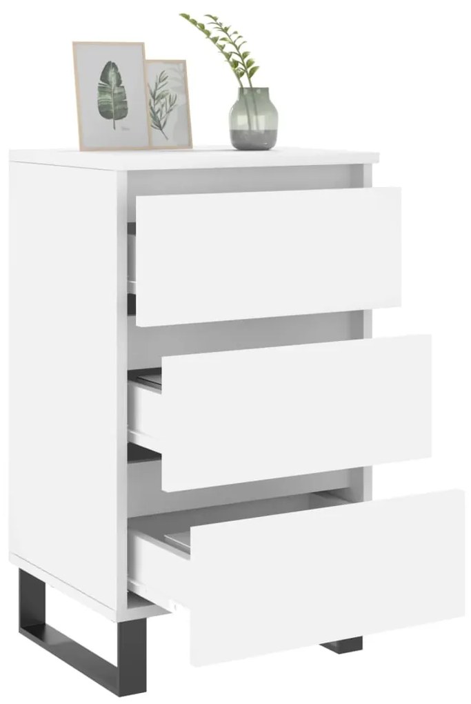 Mesas de cabeceira 2 pcs derivados de madeira branco