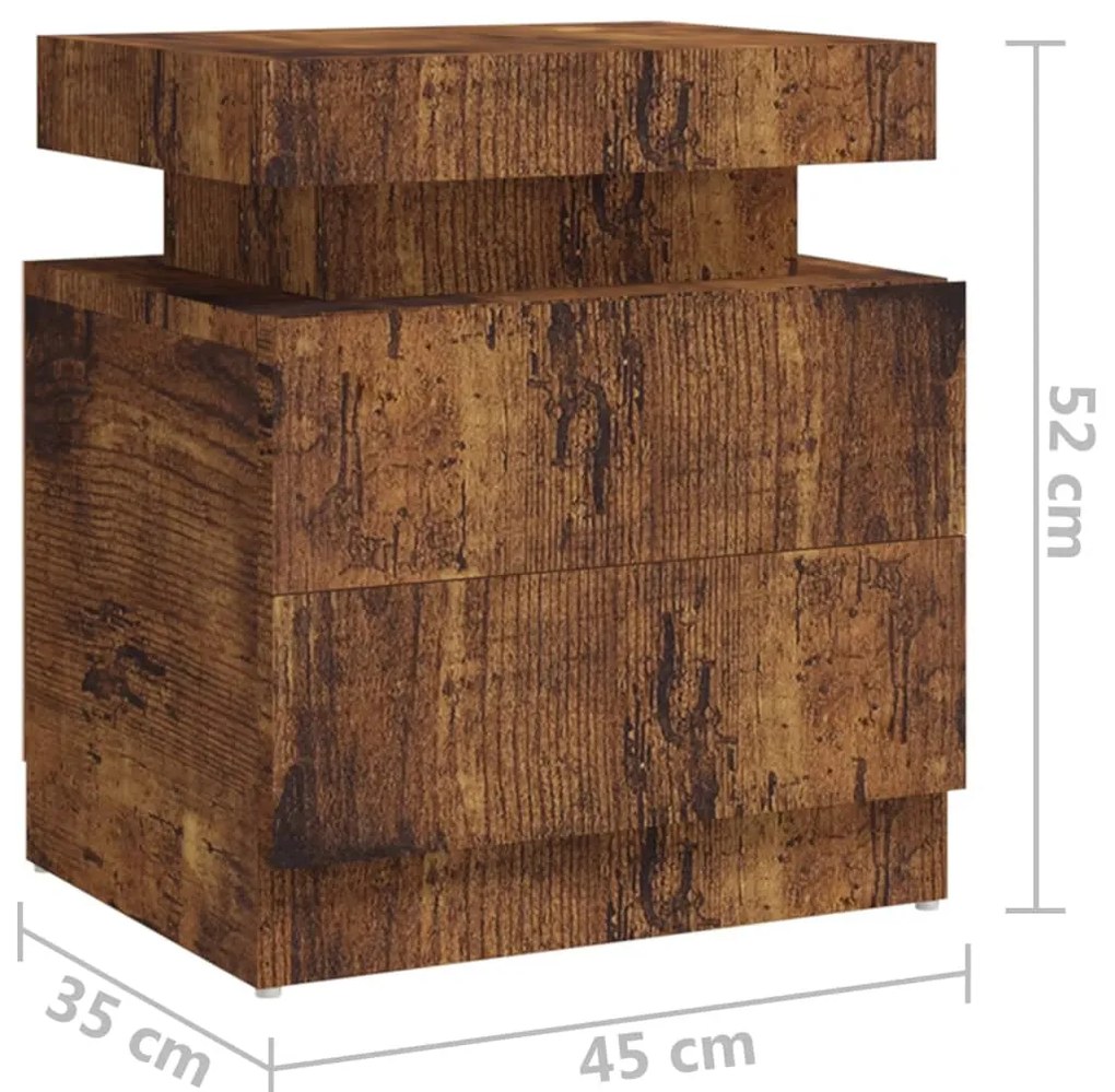 Mesa de cabeceira 45x35x52 cm contraplacado carvalho fumado