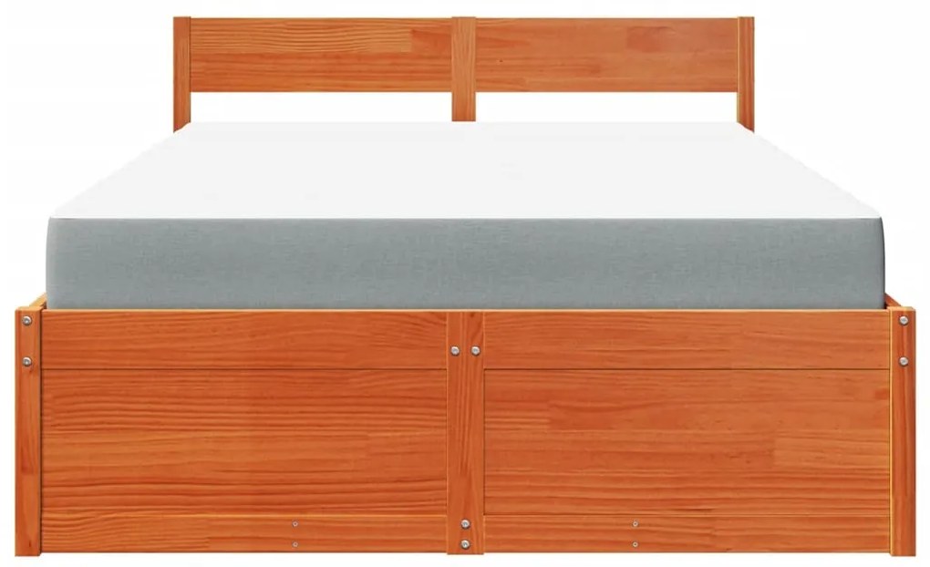 Cama com gavetas e colchão 120x200 cm pinho maciço castanho-mel