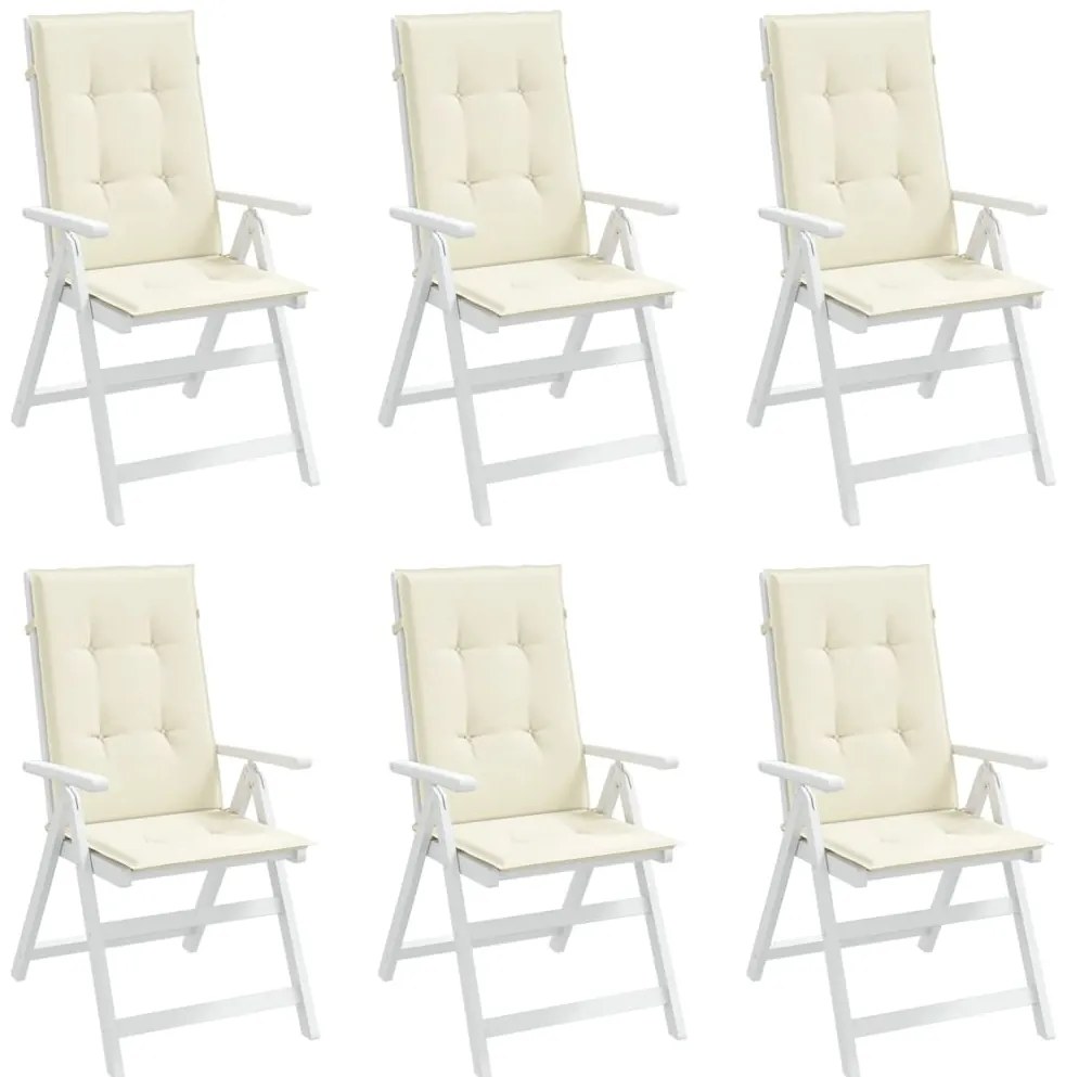 Almofadões para cadeiras altas de jardim 6 pcs tecido creme