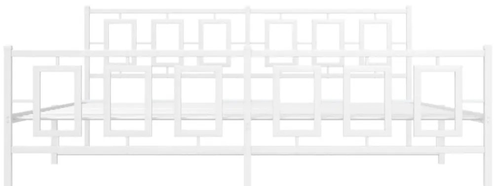 Estrutura de cama com cabeceira e pés 193x203 cm metal branco