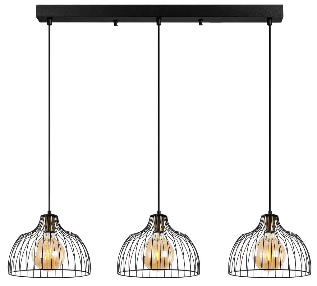Candeeiro Suspenso Kozan – Preto Antigo – 101 x 28 x 46-126 cm