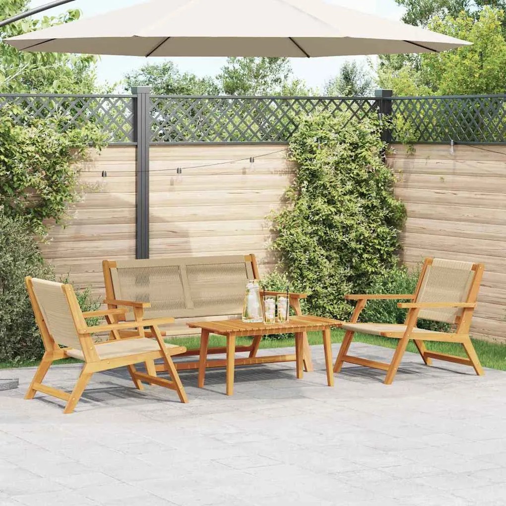 vidaXL Conjunto de 4 Cadeiras de Jardim com Mesa - Madeira de Acácia Bege
