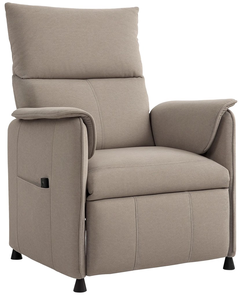 HOMCOM Poltrona Relax Reclinável Elétrica com Função Memória Apoio para Pés Controlo Remoto e Bolsos Laterais 80x83x104 cm Marrom | Aosom Portugal