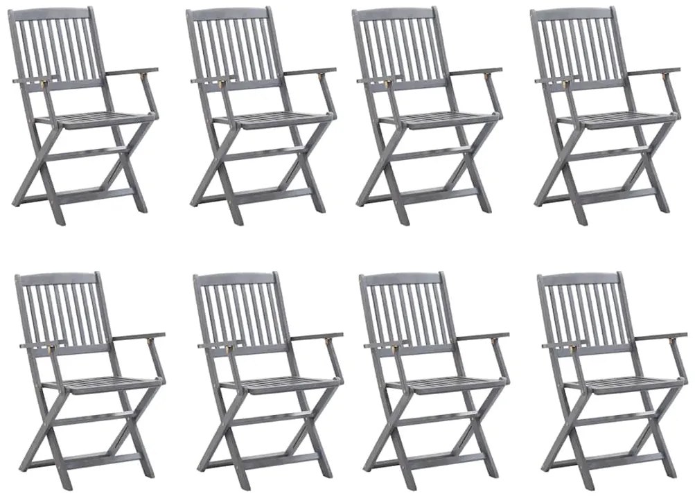 Cadeiras de exterior dobráveis 8pcs c/ almofadões acácia maciça