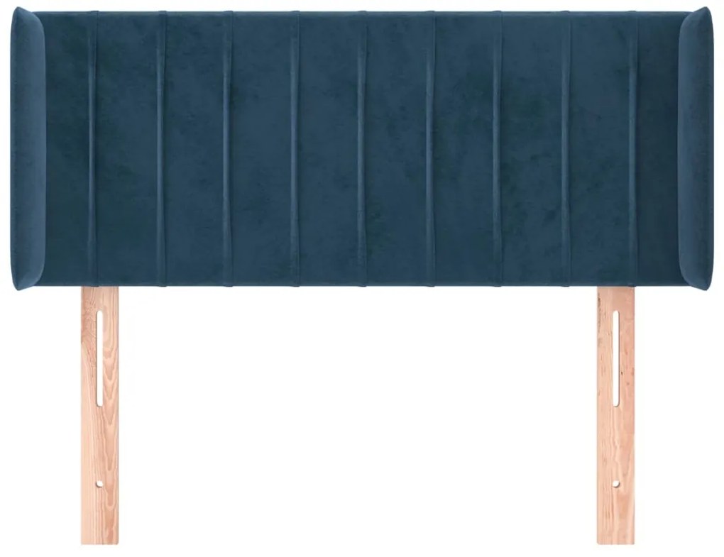 Cabeceira de cama c/ abas veludo 103x16x78/88cm azul-escuro