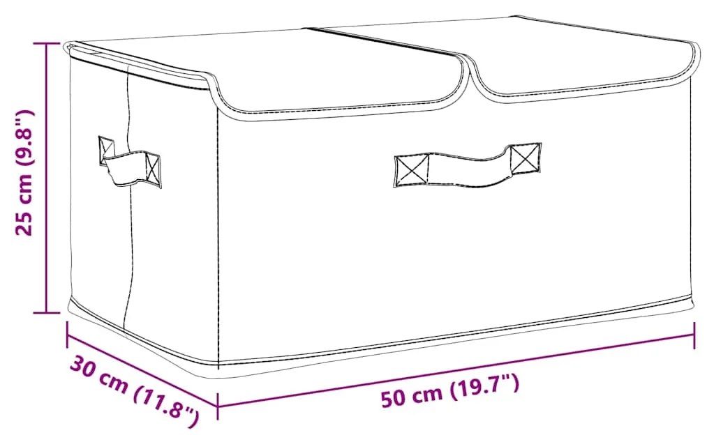 Caixas de arrumação 2 pcs 50x30x25 cm tecido creme