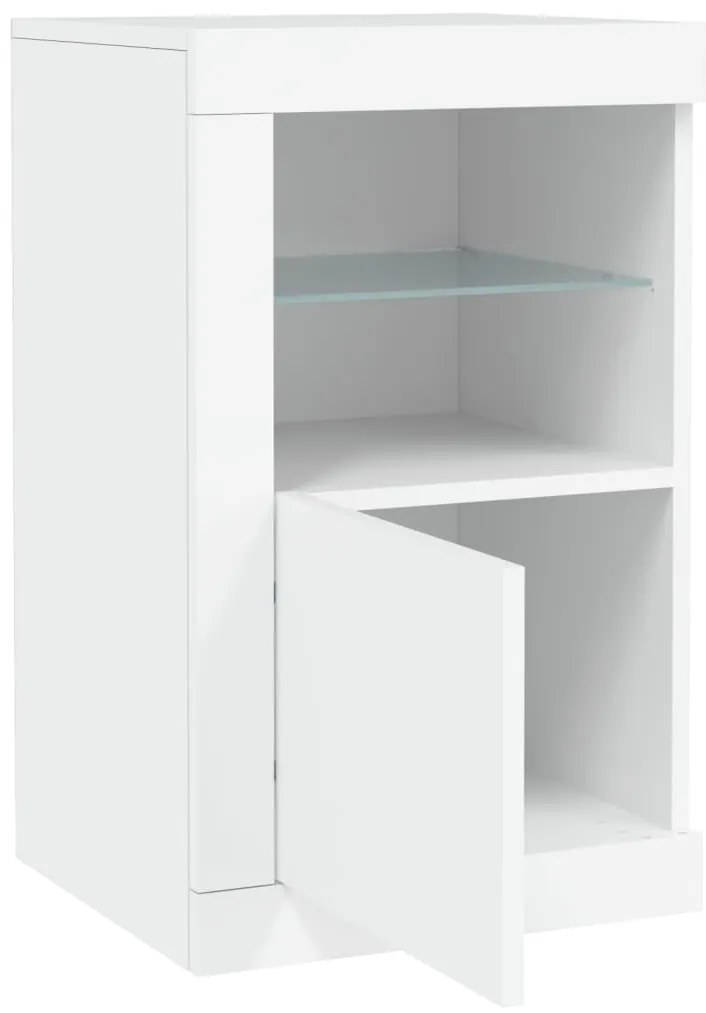 Móveis de apoio c/ luzes LED 2 pcs derivados de madeira branco