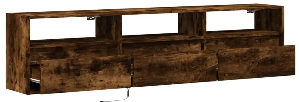Móvel de parede p/ TV c/ luzes LED 180x31x45 cm carvalho fumado