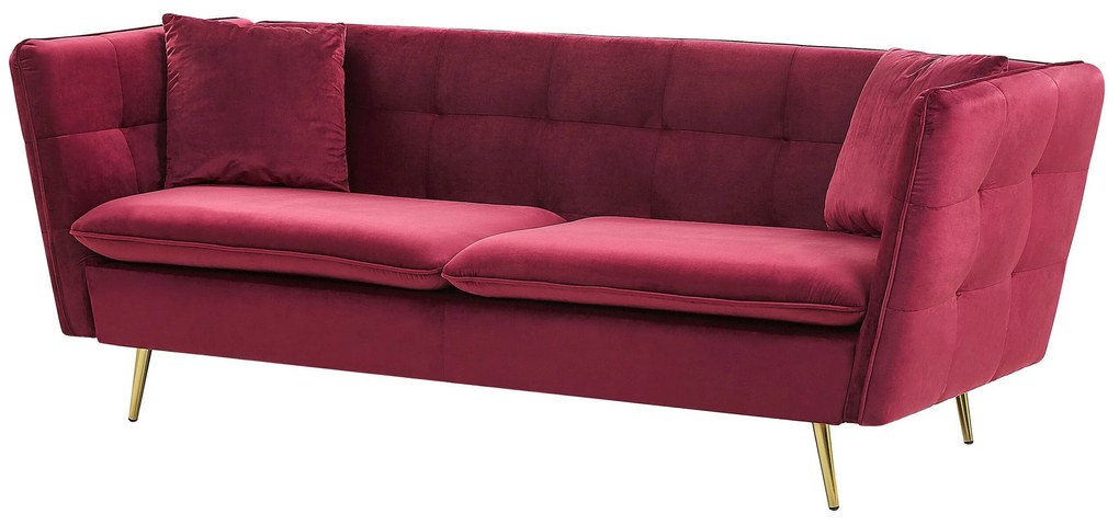 Sofá de 3 lugares em veludo vermelho escuro FREDERICA Beliani